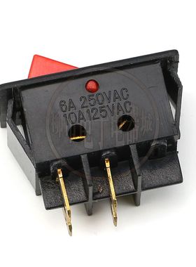 船型开关砂轮机台钻开关红色不带灯6A 220V HJ3-10/2面板40*26mm