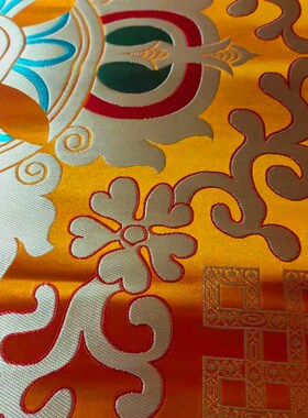 藏式金刚十字杵黄色面料布桌布丝绸吉祥一大方块中国风6772厘米