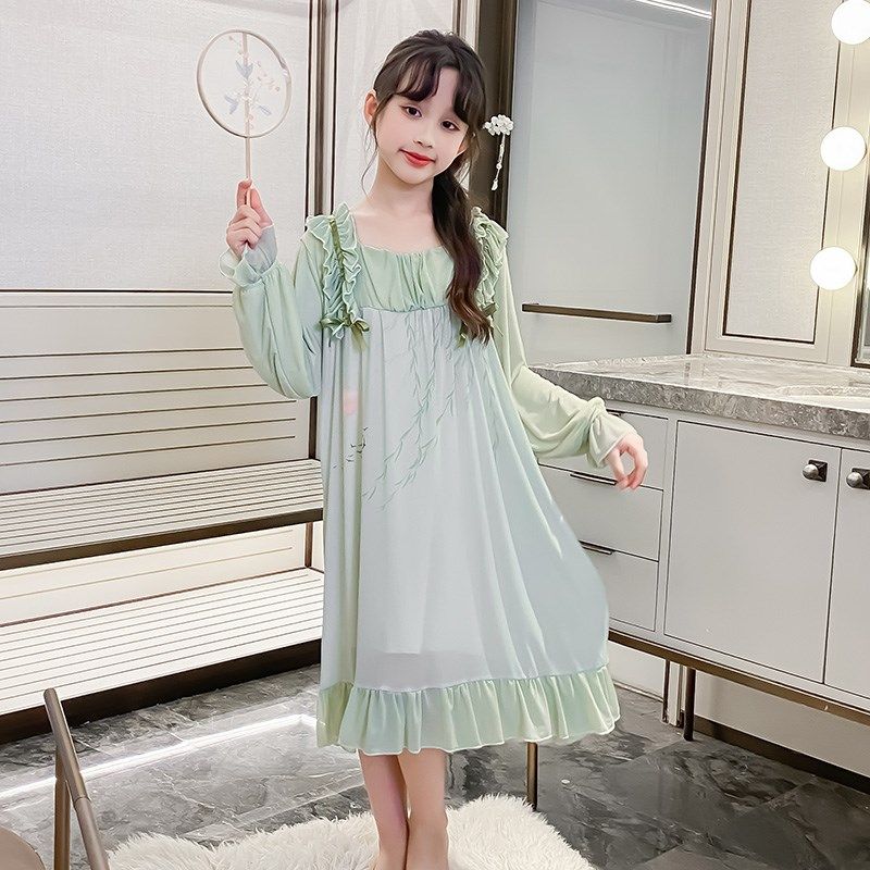 女童睡裙春秋新款儿童蕾丝家居服裙子洋气女孩网纱长袖公主裙睡衣,童装/婴儿装/亲子装,家居裙/睡裙,淘宝优惠券,粉丝福利购,淘宝优惠卷