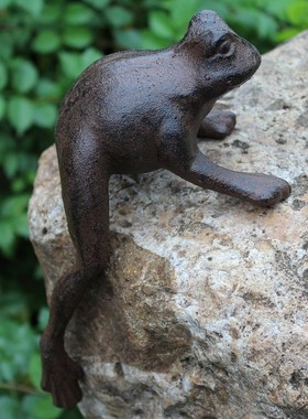 欧式复古瑜伽青蛙铸铁装饰摆件家居电视柜客厅样板间摆设软装饰品