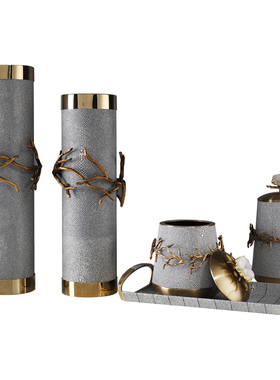 美式创意酒柜家居装饰品摆件客厅样板房间摆设电视柜轻奢烛台托盘