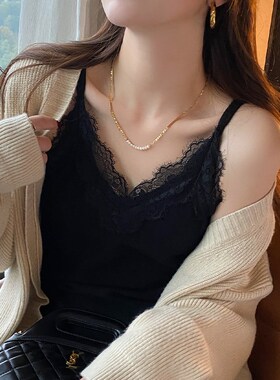 白色蕾丝吊带小背心女内搭2025春秋季新款设计感打底甜辣针织上衣
