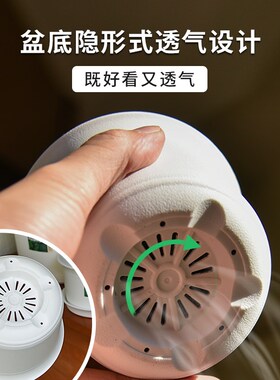 白色多肉盆迷你北欧小号圆盆塑料仿陶家用花烛大口径控根专用花盆