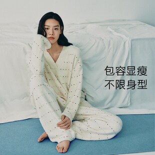 从轻豆豆绒保暖家居服套装新款本命红色睡衣贴身珊瑚绒秋冬超好看