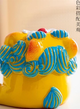 国风可爱风狮爷石狮子摆件办公室桌面笔筒装饰工艺品创意生日礼物