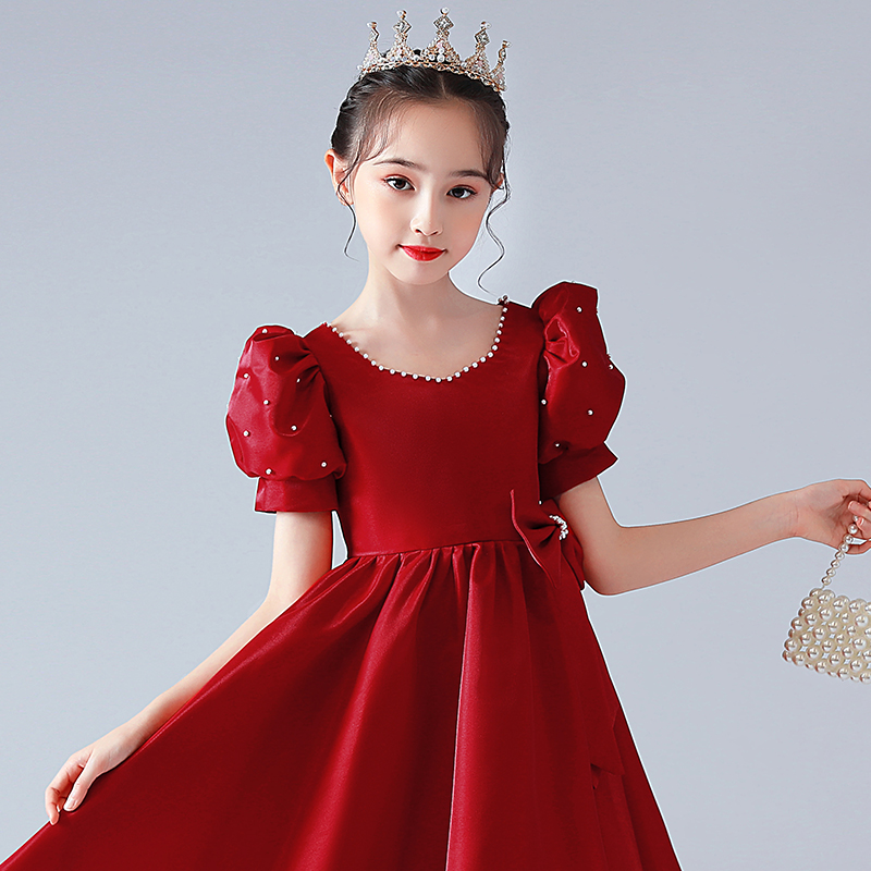 2023年新款儿童生日公主裙女童小提琴钢琴演奏主持人表演出晚礼服