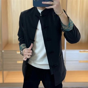 中国风唐装盘扣羽绒服外套时尚百搭简约舒适高端男士加厚保暖上衣