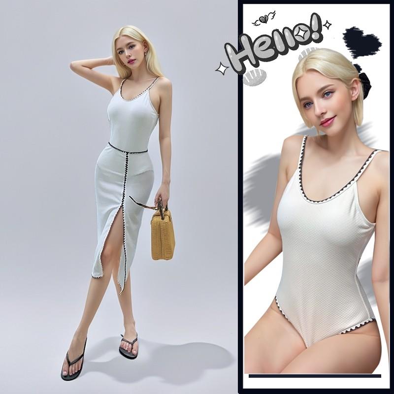 高货小香风泳衣连体女2025