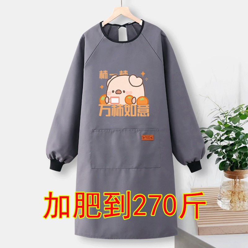 大码帆布长袖围裙厨房家用围腰耐磨女罩衣餐S饮定制广告工作服