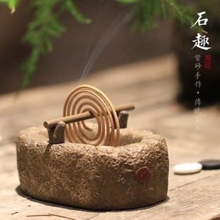 盘香紫砂香插架家用香薰室内盘香炉炉小香炉檀香熏香茶道炉蚊香炉