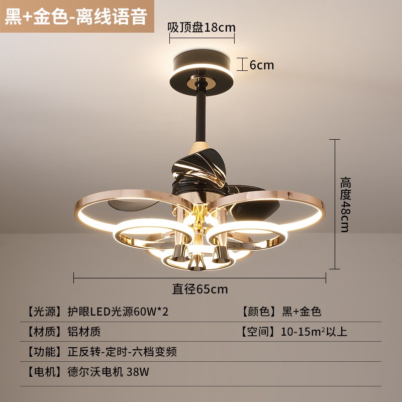 餐厅风扇灯现代轻奢客厅卧室吊扇灯D家用智能饭厅餐桌变频风扇吊