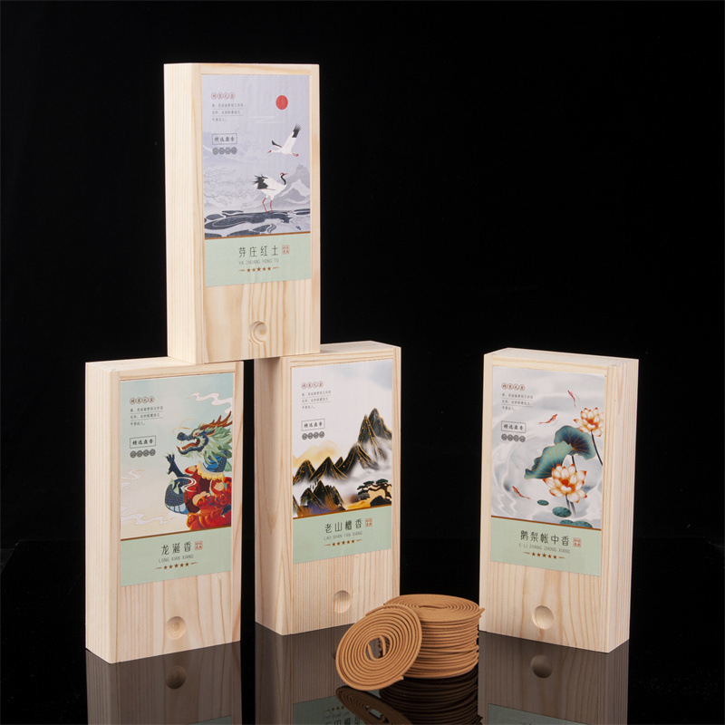 【木盒包装】盘香檀香鹅梨帐中香龙涎香芽庄红土沉香老山檀降真香