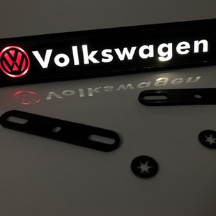 适用于大众普桑捷达奥迪中网改装LED发光车标带灯中网标汽车装饰