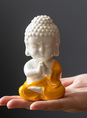 久造禅意陶瓷小如来摆件创意佛系家居佛像装饰摆设车载用品保平安