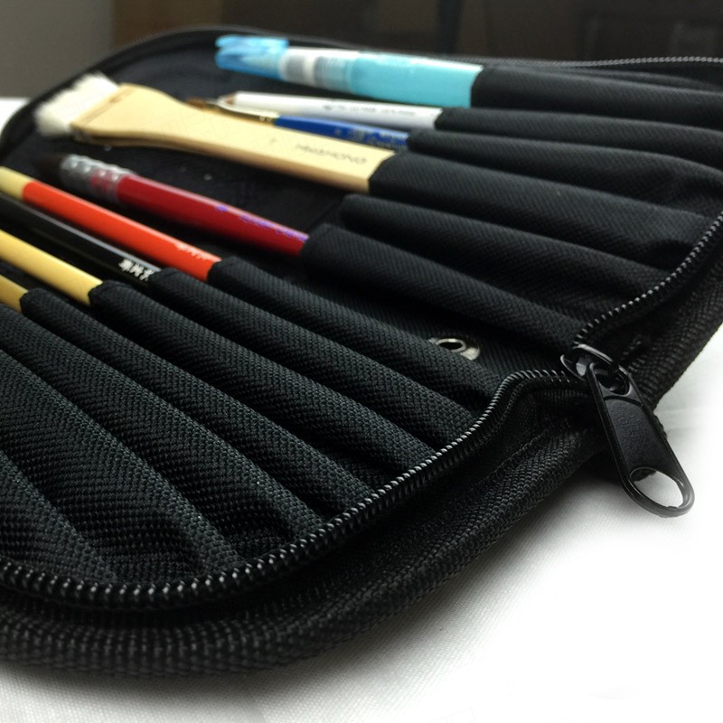 画家专用折叠式布艺便携画笔笔袋 笔帘 笔包 水彩笔袋 透气画具包