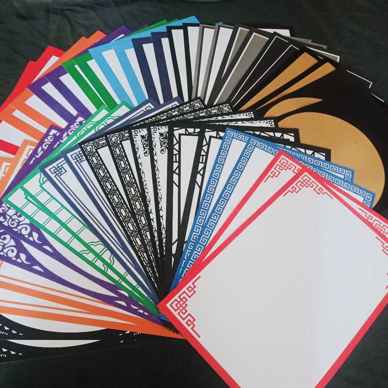 8开彩色卡纸古风卡纸A4边框卡纸花边纸镜面纸儿童美术素描绘画纸