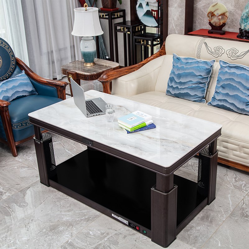 富炬岩板升降取暖茶几隐形电磁炉家用电暖桌取暖桌客厅智能电暖炉