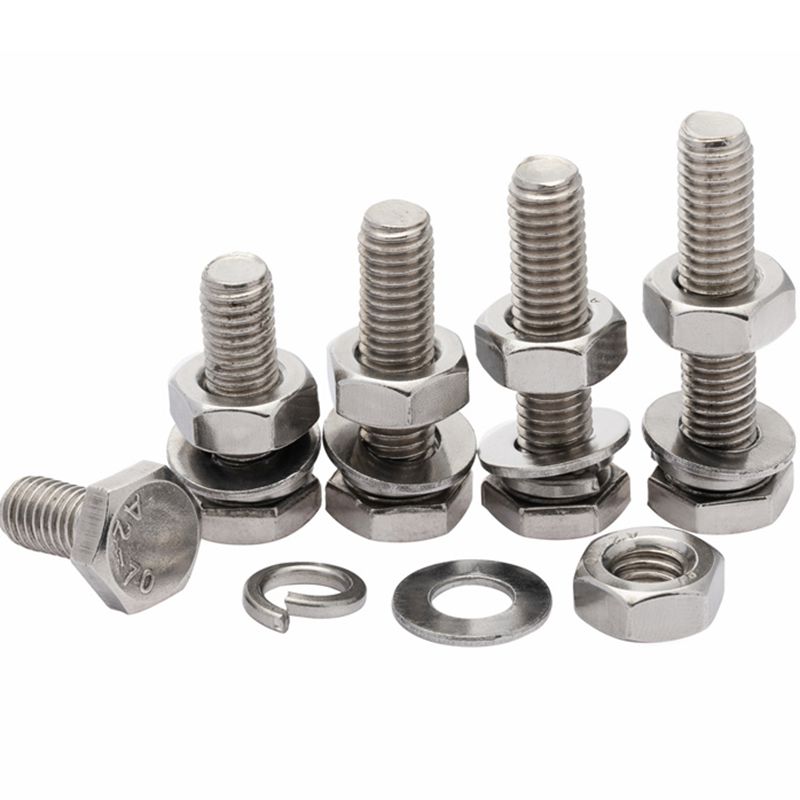 M4M5M6M8M10M12M16M20 304不锈钢外六角螺丝螺母套装加长螺杆大全