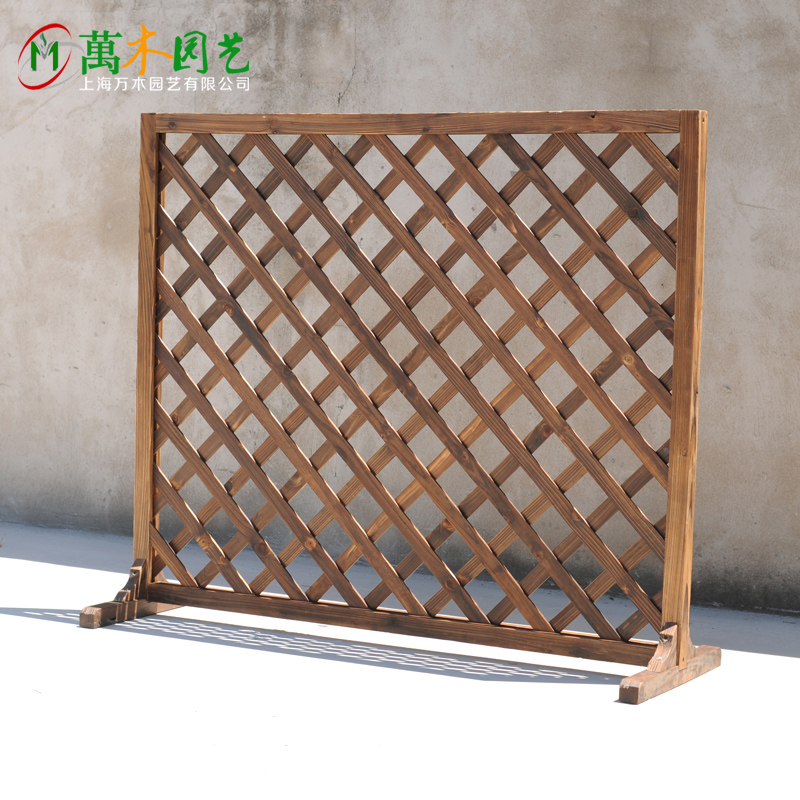 防腐木网格花架花盆隔断篱笆围栏户外碳化木栅栏花盆架长方形花槽
