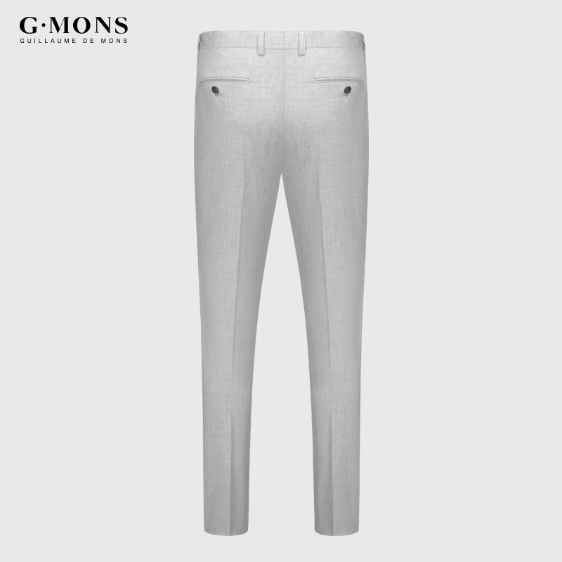 吉约蒙男士西裤浅灰色商务正装直筒修身垂感春秋时尚西服西装裤子