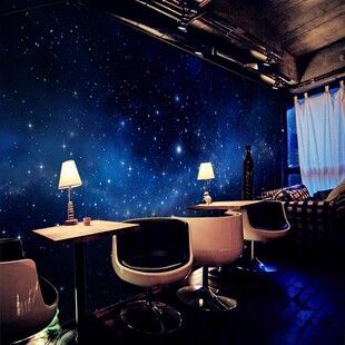 星空壁纸宇宙夜空酒吧黑色墙纸背景影院装饰喷绘天花板星空顶墙纸