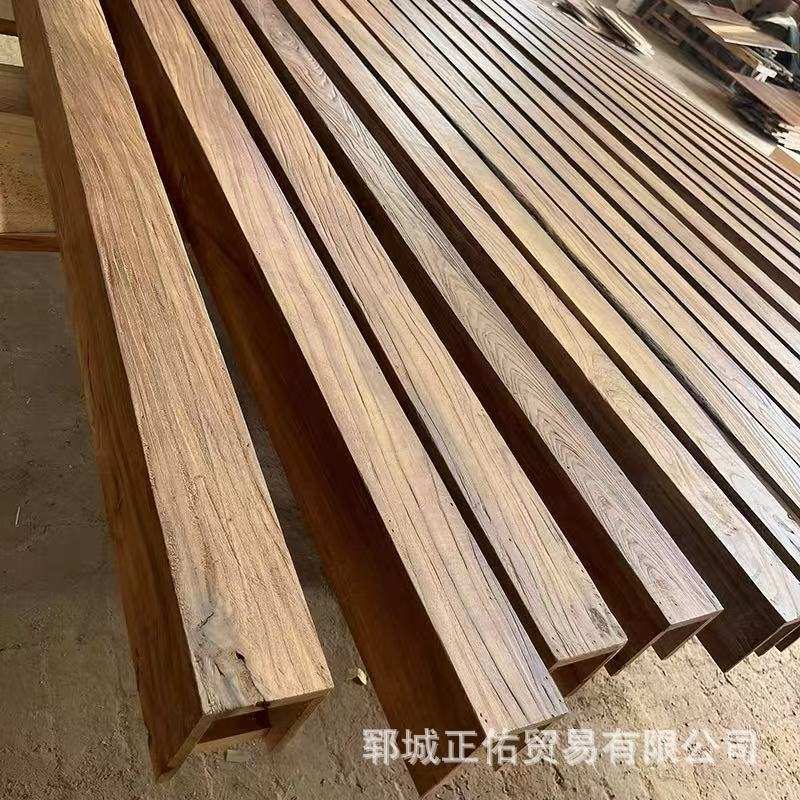 老榆木假梁实木空心梁民宿装饰板梁餐厅吊顶天花墙柱原木复古方梁