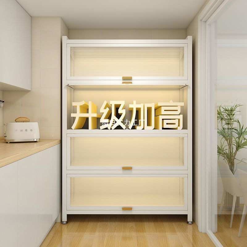 新款家用厨房厨柜储物柜落地多层可移动碗柜带轮厨房橱柜置物架