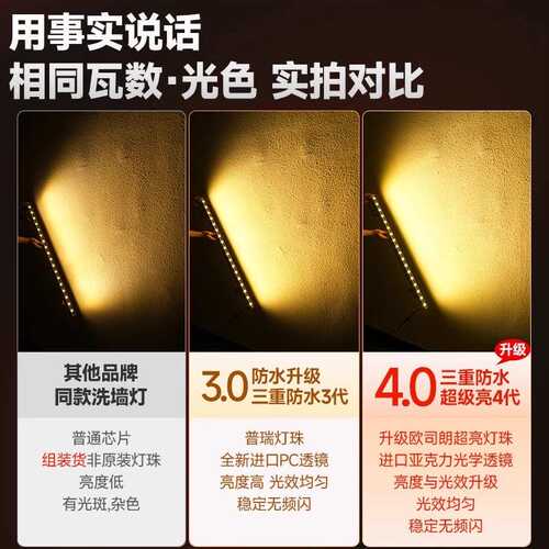 户外洗墙灯防水七彩楼宇亮化轮廓灯别墅外墙装饰led调光线条射灯
