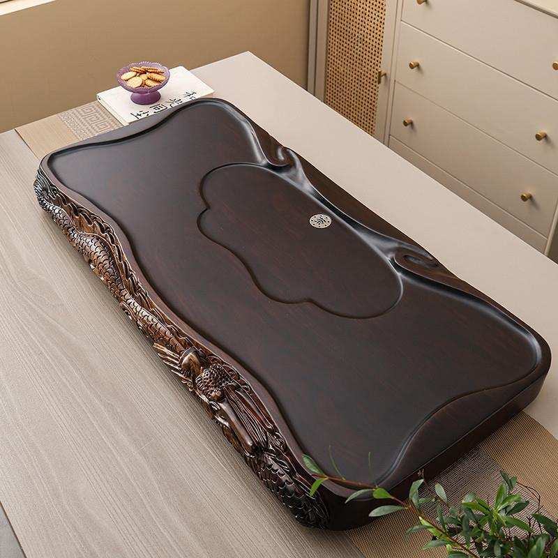 胖东来严选整块黑檀木茶盘实木家用原木茶台大小号花梨茶海简约排