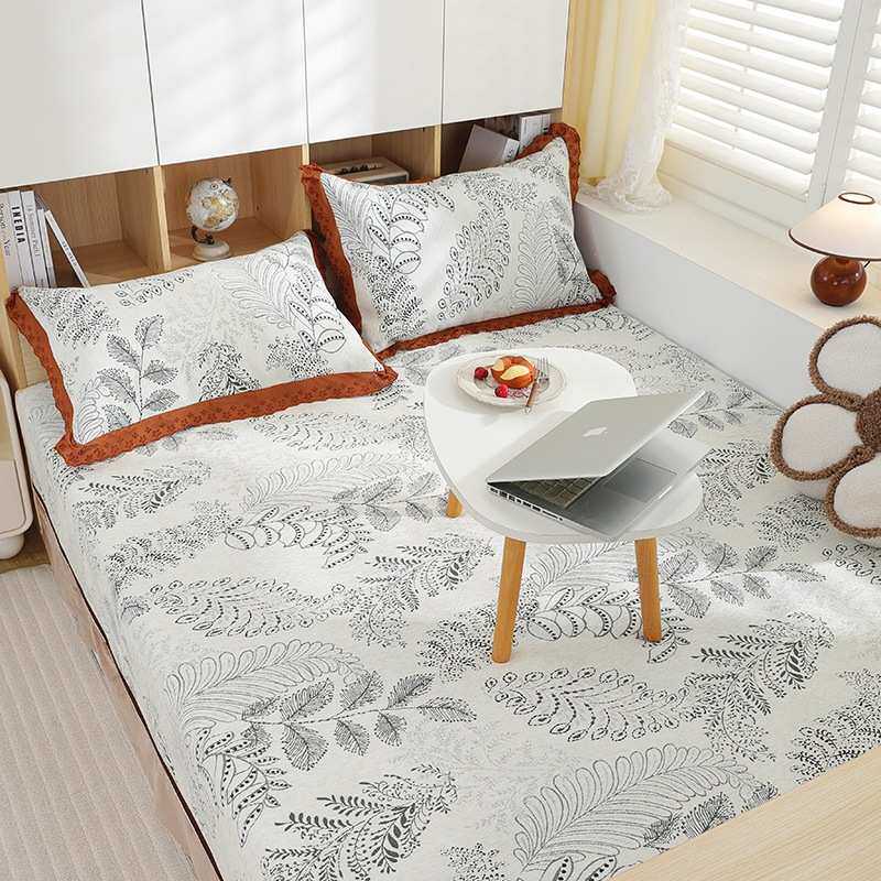 高密雪尼尔复合炕盖XK3730冬季针织棉加绒床盖单件双人榻榻米床单