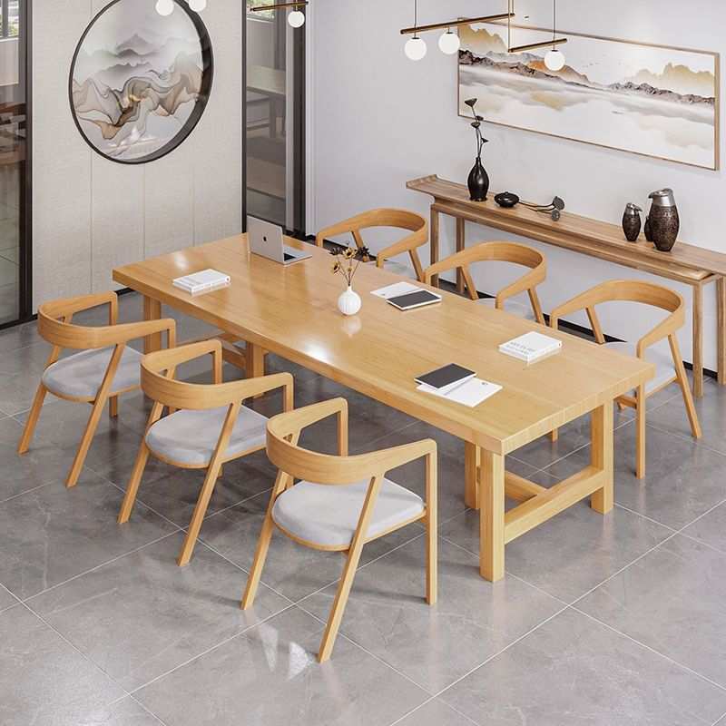 实木会议桌长桌简约现代长条桌子家用工作台电脑办公洽谈桌椅组合