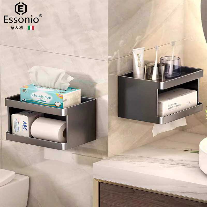 厕所抽纸盒意大利架子壁挂式卫生间置物架打孔免厕纸浴室