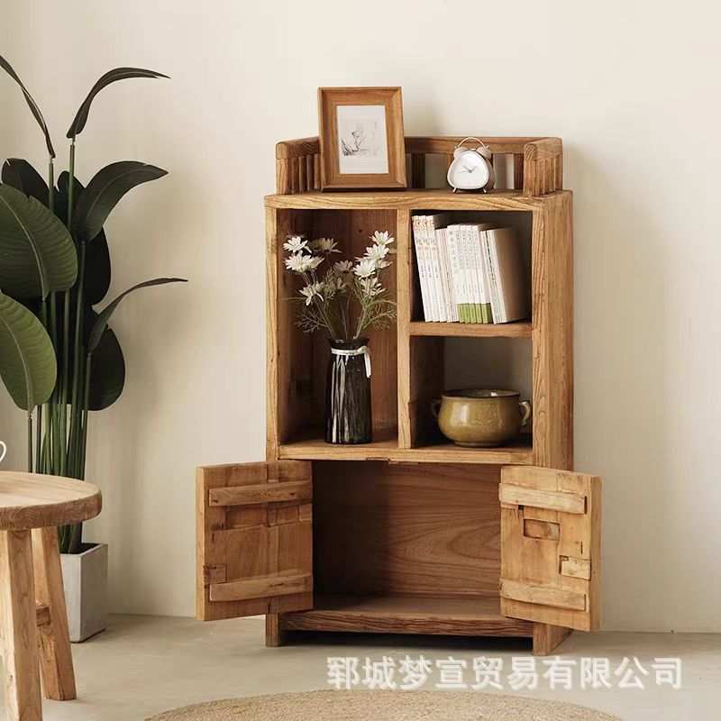 中式老榆木柜子复古陈列展示柜室内多层落地柜靠墙展示书架储物柜