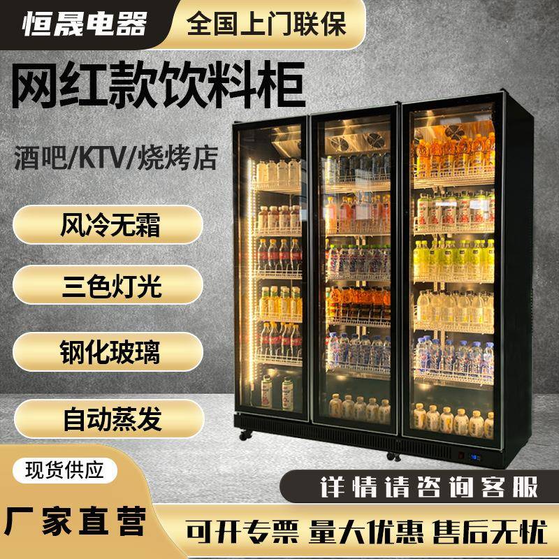 网红冷藏展示柜酒吧KTV酒水饮料冷藏柜风冷冰箱三色灯光保鲜柜