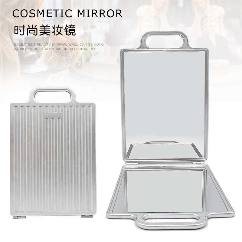 外贸高颜值女学生大尺寸便携式折叠镜子方形双面镜美发后视化妆镜