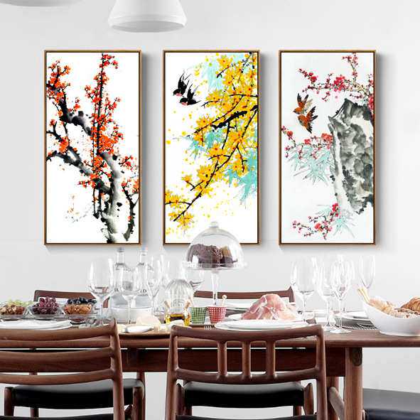 花鸟梅花中式装饰画客厅画中国风书房办公室玄关画新中式茶室挂画