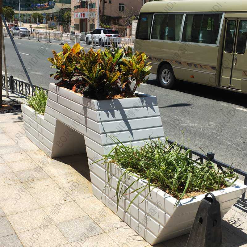 玻璃钢大型道路花箱景区公园MW造型花器商场会?绿化工程异性花盆