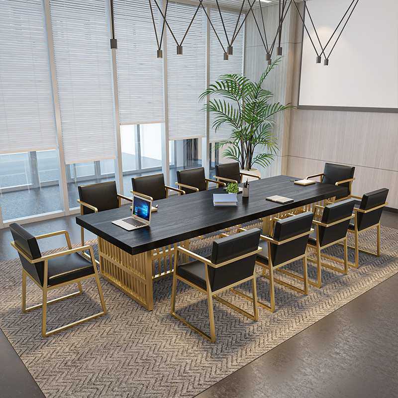 工业风loft实木办公桌长桌北欧原木长方形会议桌长条电脑桌椅组合