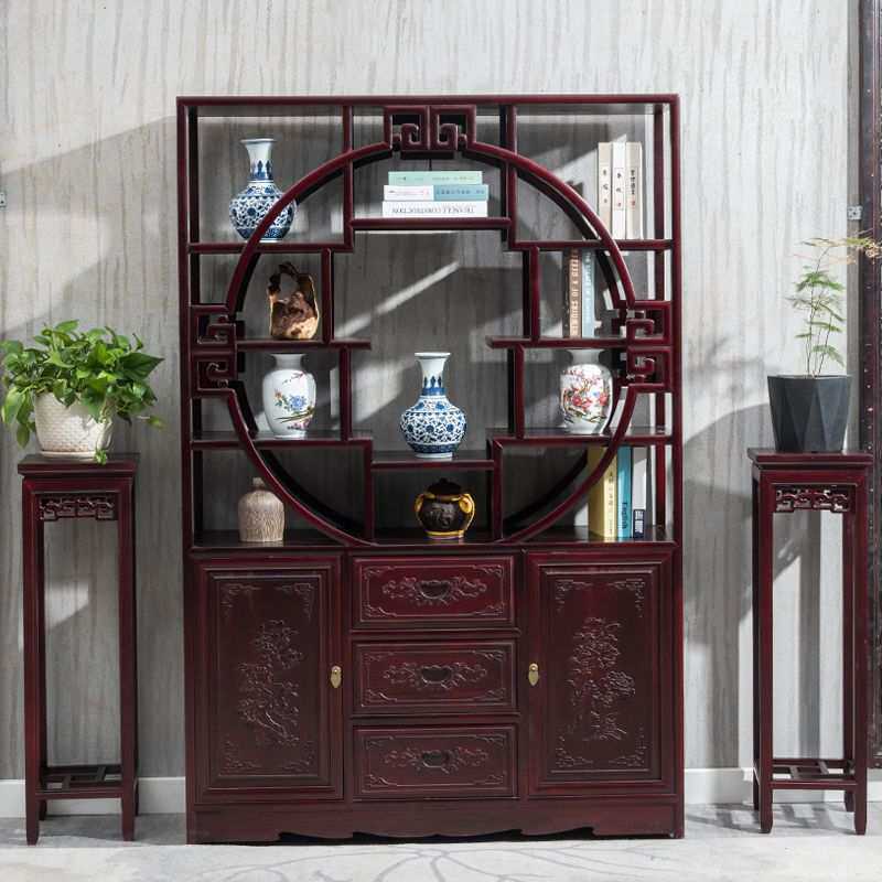 澳洲酸枝木博古架实木新中式多宝阁茶业具展示架摆件隔断现代酒柜