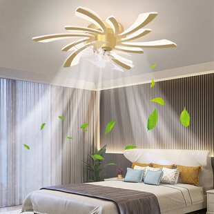 北欧卧室风扇灯新款简约360度摇头风扇灯跨境家用一体智能电扇灯