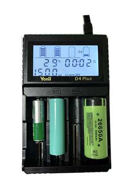 Yonii 美规4槽18650锂电池16340AAA5号26650AA21700LCD智能充电器