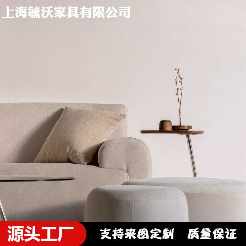 北欧棉麻布艺沙发客厅三人位大小户型设计师民宿公寓绒布家具
