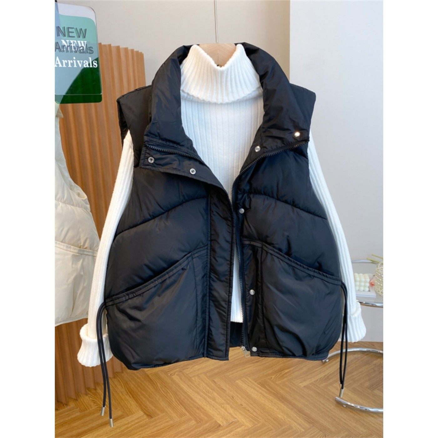 欧货短款羽绒棉马甲女2025秋冬新款外穿宽松马夹坎肩加厚背心外套,女装/女士精品,马夹,淘宝优惠券,粉丝福利购,淘宝优惠卷