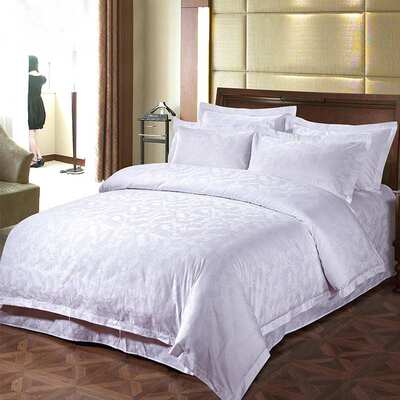 嘉尔信五星级宾馆酒店床品全棉四件套纯白全棉提花布草