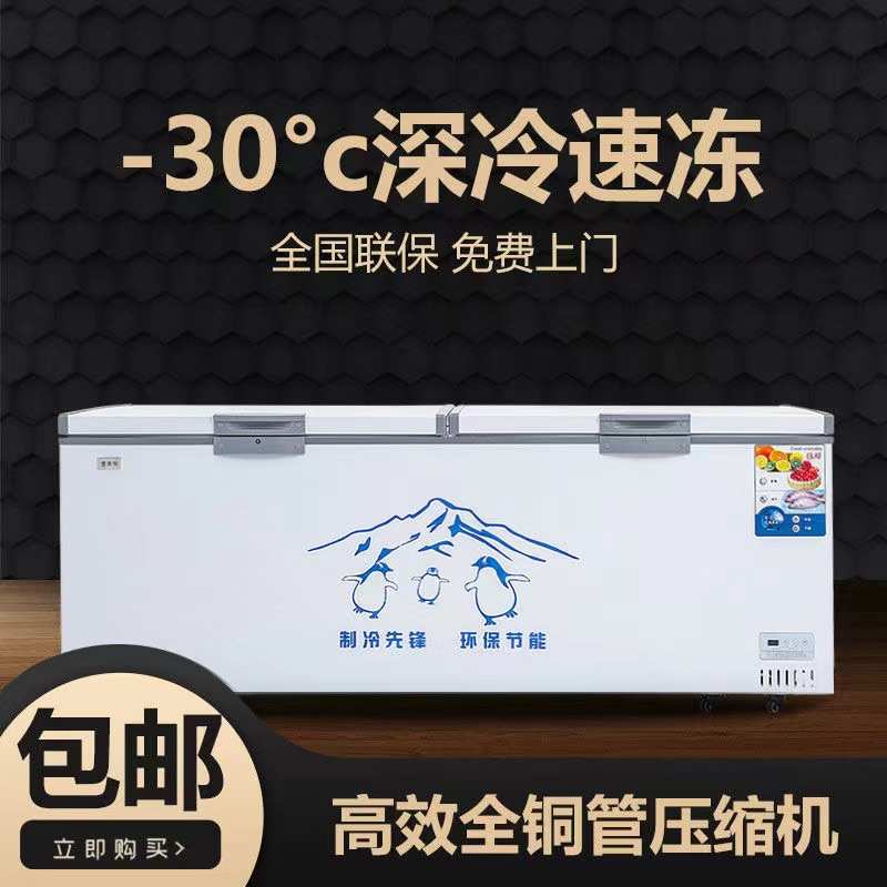 大容量商用卧式冰柜冰箱冷柜冷藏冷冻保鲜双温冷柜速冻节能冷冻柜