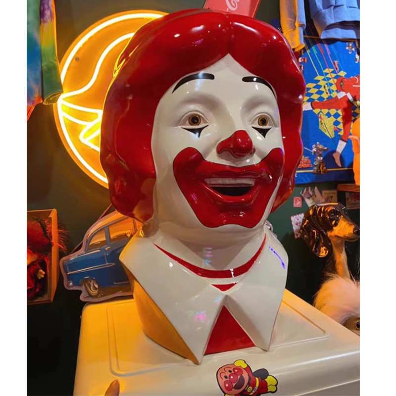 潮玩麦当劳小丑头像摆件家居装饰品客厅玄关电视柜旁落地雕塑摆件