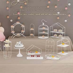 简约甜品台摆件甜点摆台架子展示架糕点摆件冷餐托盘点心架下午茶