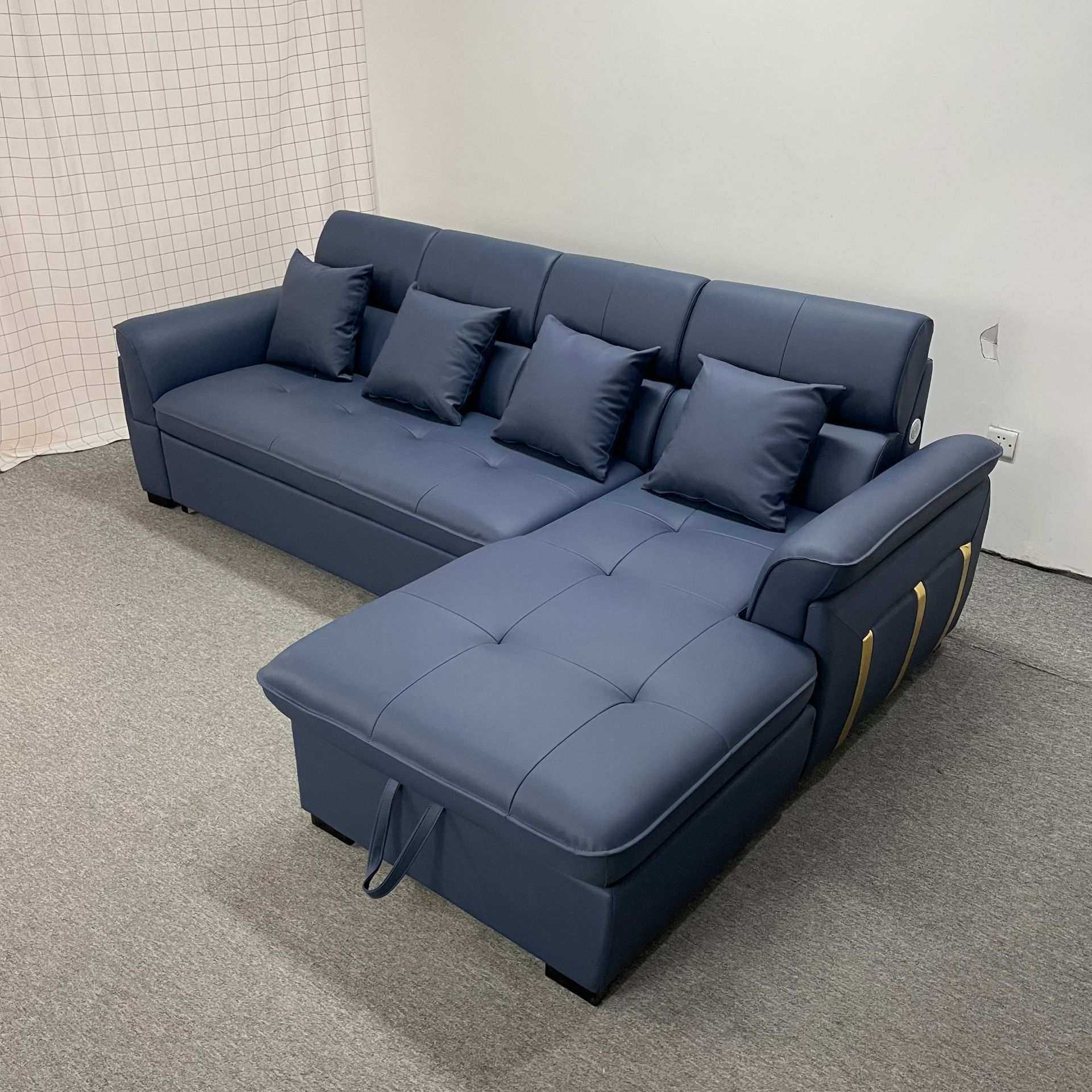 多功能沙发床 中小户型客厅组合转角皮艺可储物两用沙发床