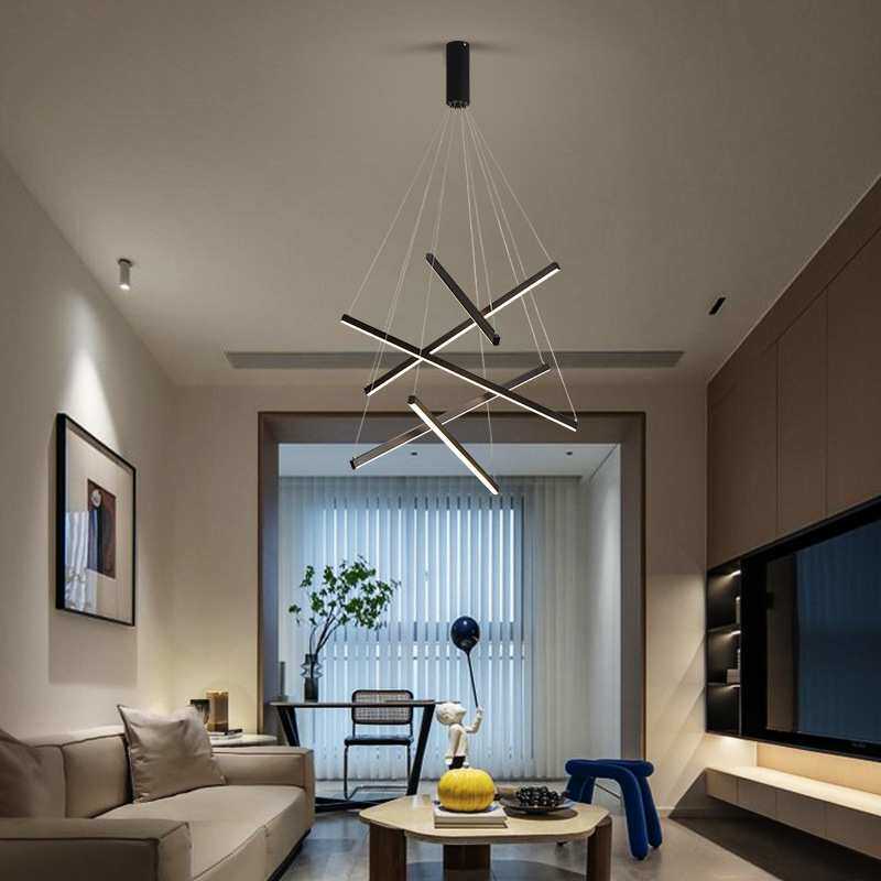 客厅灯复式楼中楼楼梯吊灯北欧别墅中空大灯loft现代设计师款灯具