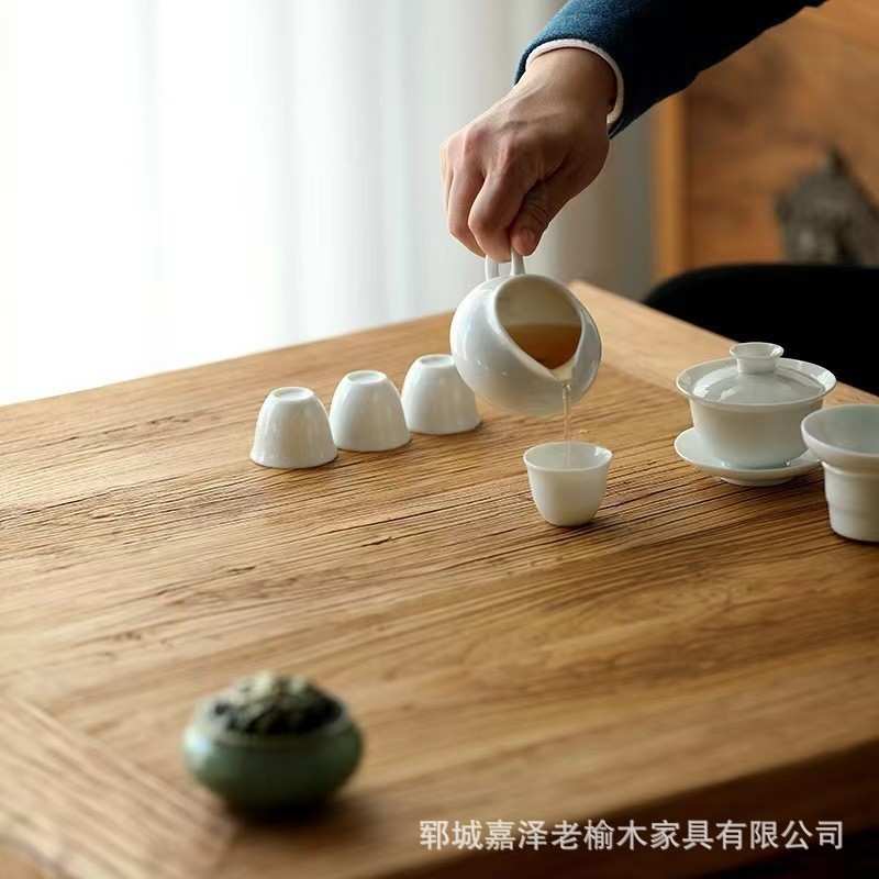 老榆木棋牌桌全实木八仙桌一桌四椅正方形原木小方桌家用休闲桌